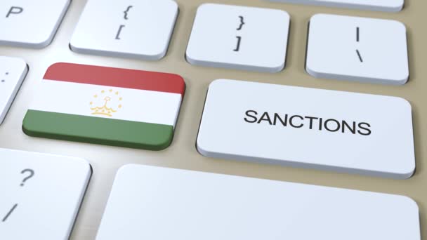 Tadjikistanul Impune Sancțiuni Împotriva Unei Țări Sancțiuni Impuse Tadjikistanului Buton — Videoclip de stoc