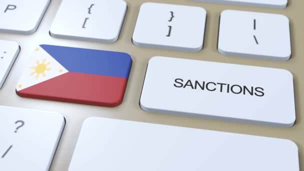 Philippines Imposes Sanctions Some Country Sanctions Imposed Philippines Keyboard Button — Stock Video