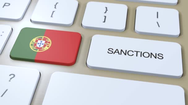 Portugal Impõe Sanções Contra Alguns Países Sanções Impostas Portugal Botão — Vídeo de Stock