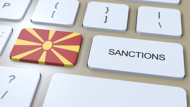 Nordmazedonien Verhängt Sanktionen Gegen Ein Land Sanktionen Gegen Nordmazedonien Tastendruck — Stockvideo