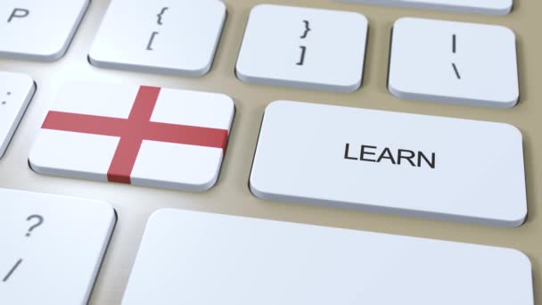 英語の概念を学ぶ オンライン学習コース キーボードのテキストボタン — ストック動画