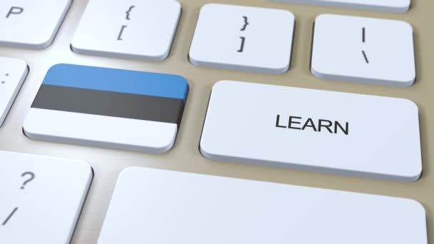 エストニア語の概念を学ぶ オンライン学習コース キーボードのテキストボタン — ストック動画