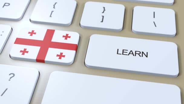グルジア語の概念を学ぶ オンライン学習コース キーボードのテキストボタン — ストック動画