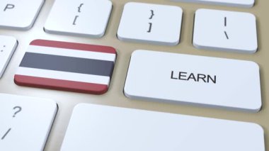 Tayland Dili Konsepti öğren. Çevrimiçi Çalışma Kursları. Klavyede Metin olan düğme