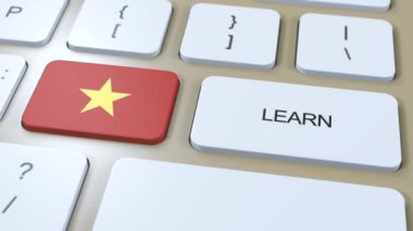 Vietnamca Dil Konsepti öğren. Çevrimiçi Çalışma Kursları. Klavyede Metin olan düğme