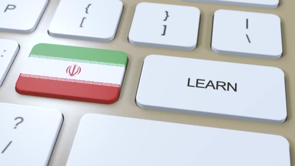 ペルシア語の概念を学ぶ オンライン学習コース キーボードのテキストボタン — ストック動画