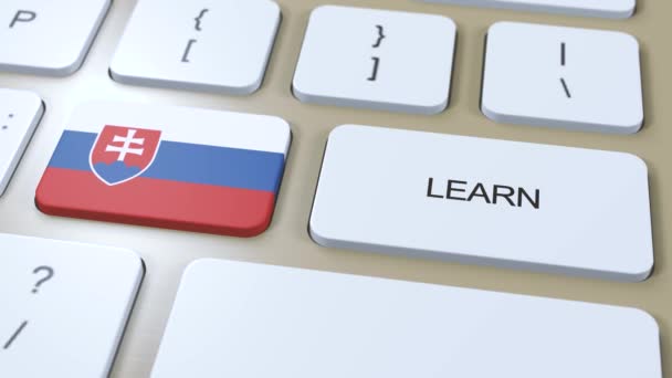 Μάθετε Σλοβακική Γλώσσα Concept Μαθήματα Online Μελέτης Κουμπί Κείμενο Στο — Αρχείο Βίντεο