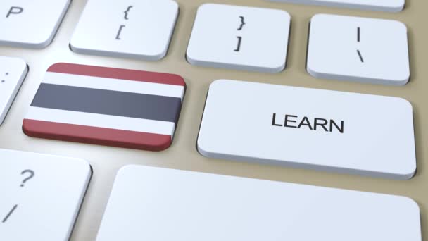 タイ語の概念を学ぶ オンライン学習コース キーボードのテキストボタン — ストック動画