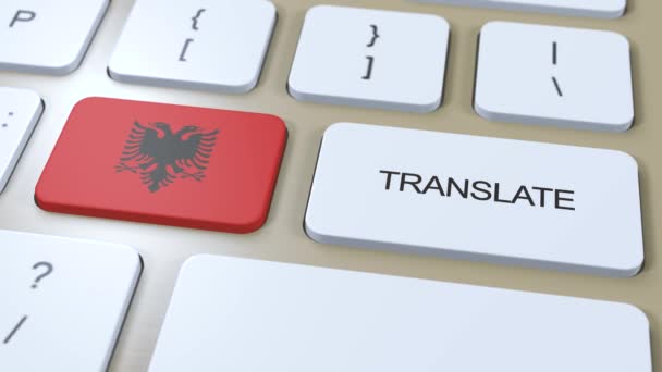 アルバニア語の概念を翻訳する 言葉の翻訳 キーボードのテキストボタン — ストック動画