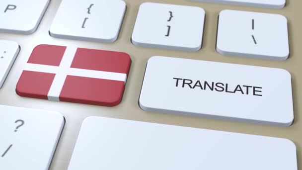 Traduzir Conceito Língua Dinamarquesa Tradução Palavra Botão Com Texto Teclado — Vídeo de Stock