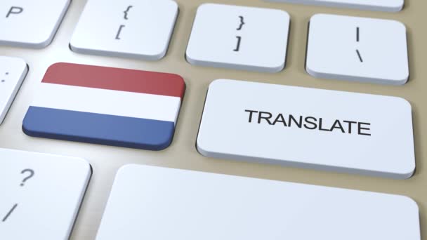 Tłumacz Koncepcję Języka Niderlandzkiego Tłumaczenie Słowa Przycisk Tekstem Klawiaturze — Wideo stockowe