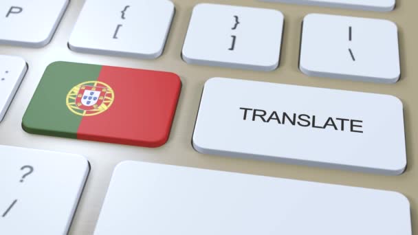 Oversæt Portugisisk Sprogkoncept Oversættelse Ord Knap Med Tekst Tastatur – Stock-video