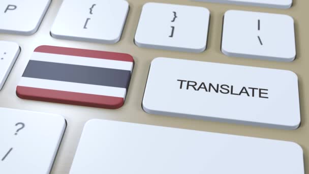 Tłumacz Koncepcję Języka Tajskiego Tłumaczenie Słowa Przycisk Tekstem Klawiaturze — Wideo stockowe