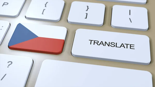 Översätt Det Tjeckiska Språkbegreppet Översättning Ord Knapp Med Text Tangentbordet — Stockfoto