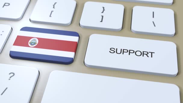 Costa Rica Unterstützungskonzept Knopfdruck Animation Unterstützung Von Ländern Oder Regierungen — Stockvideo