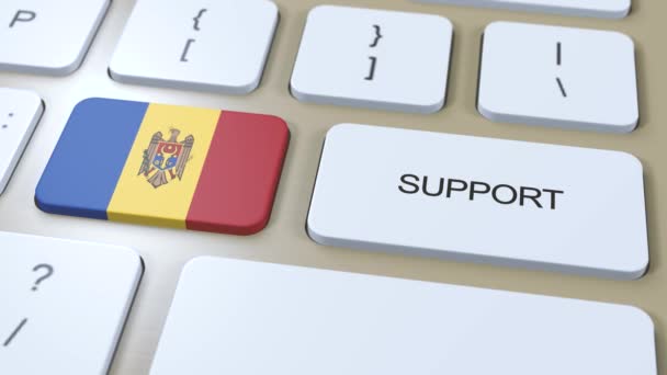 Μολδαβία Έννοια Υποστήριξης Πιέστε Κουμπί Animation Υποστήριξη Της Χώρας Της — Αρχείο Βίντεο