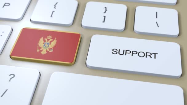Αντίληψη Υποστήριξης Μαυροβουνίου Πιέστε Κουμπί Animation Υποστήριξη Της Χώρας Της — Αρχείο Βίντεο