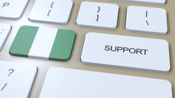 ナイジェリアのサポートコンセプト ボタンを押すアニメーション 国旗掲揚国又は政府の支援 — ストック動画