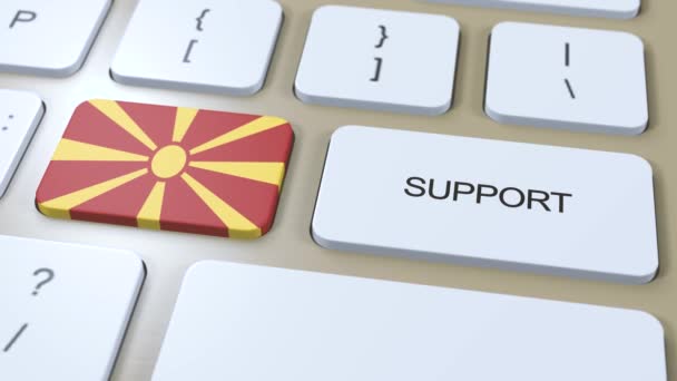 Kuzey Makedonya Destek Konsepti Düğmeye Bas Animasyonu Ulusal Bayrak Ile — Stok video