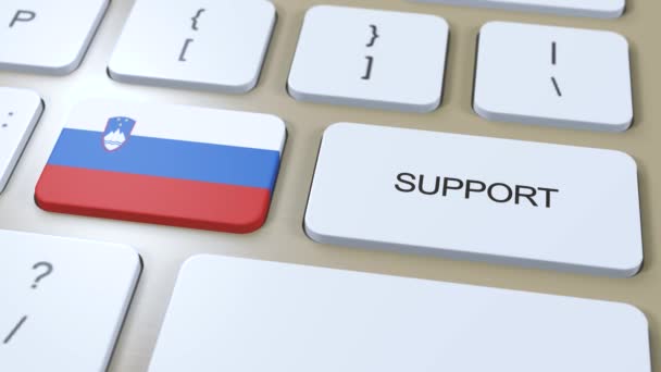 スロベニアのサポートコンセプト ボタンを押すアニメーション 国旗掲揚国又は政府の支援 — ストック動画