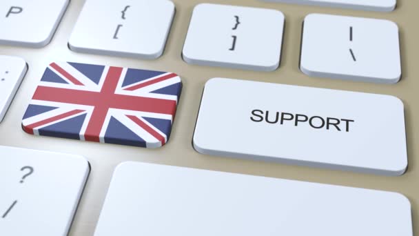 United Kingdom Support Concept Button Push Animation Support Country Government — Stock Video