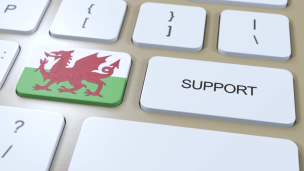 Wales Support Concept Stiskněte Tlačítko Animace Podpora Státu Nebo Vlády — Stock video