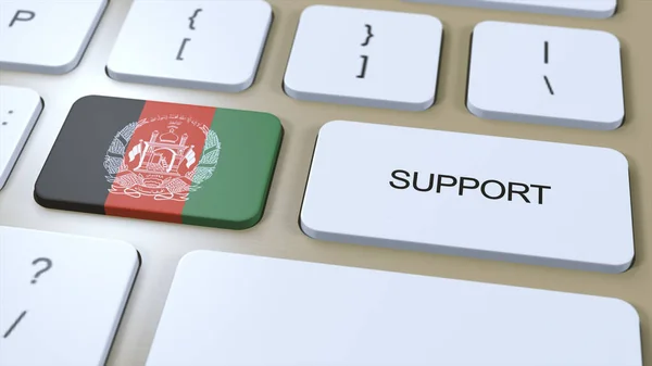 Afghanistan Support Concept Knapp Tryck Illustration Stöd Från Land Eller — Stockfoto