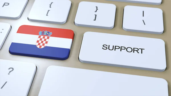 Хорватія Підтримує Концепцію Button Push Illustration Підтримка Держави Або Уряду — стокове фото