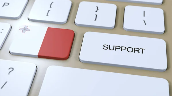 Malta Support Concept Button Push Illustration Support Country Government National — Stock Photo, Image