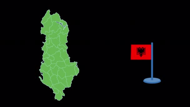 Albania Bandera Mapa Forma Animación — Vídeos de Stock