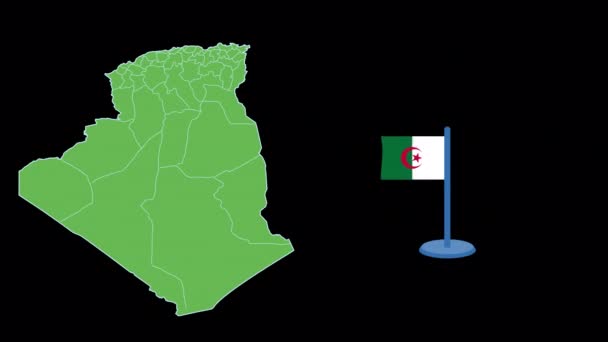 Algeria Bandiera Mappa Animazione — Video Stock