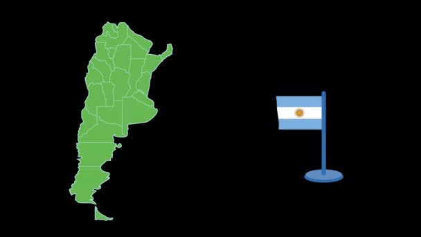 Bandeira Argentina Animação Forma Mapa — Vídeo de Stock