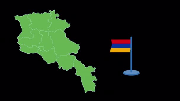 Armenien Flagge Und Kartenform Animation — Stockvideo