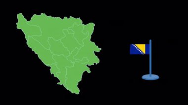 Bosna-Hersek Bayrak ve Harita Şekil Canlandırması