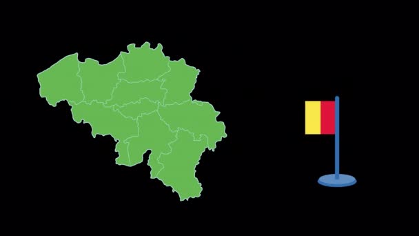 ベルギー国旗と地図形状アニメーション — ストック動画
