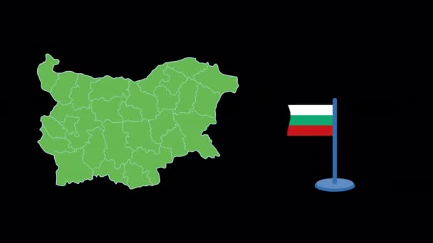 Bulgarie Drapeau Forme Carte Animation — Video