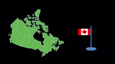 Kanada Bayrağı ve Harita Şekli Canlandırması