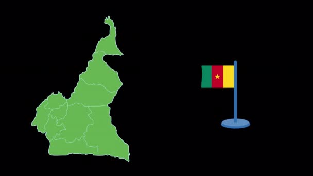 カメルーン国旗と地図形状アニメーション — ストック動画