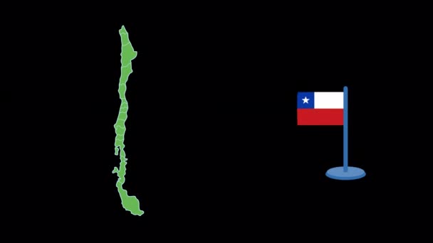 Flaga Chile Animacja Kształtu Mapy — Wideo stockowe