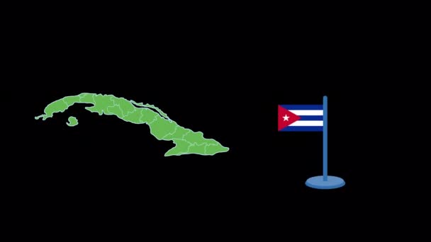 キューバ国旗と地図形状アニメーション — ストック動画