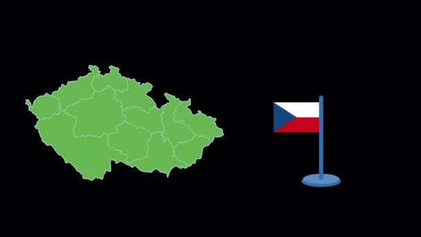 Czechy Flaga Mapa Kształt Animacji — Wideo stockowe