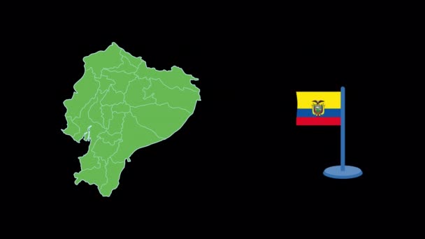 Ecuador Flagga Och Karta Form Animation — Stockvideo
