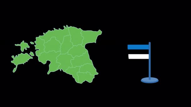 Estlands Flagge Und Landkarte Gestalten Animation — Stockvideo