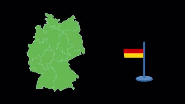Duitsland Vlag Kaartvorm Animatie — Stockvideo