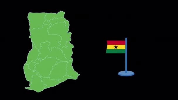 Flaga Ghany Animacja Kształtu Mapy — Wideo stockowe