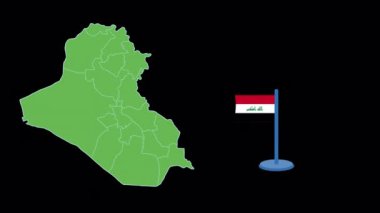 Irak Bayrak ve Harita Şekil Canlandırması