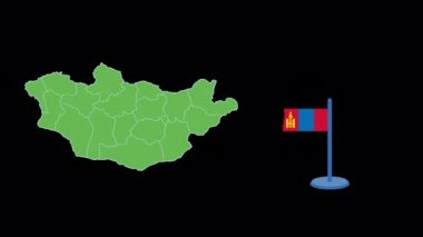 Moğolistan Bayrağı ve Harita Şekil Canlandırması