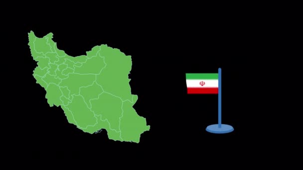 イラン国旗と地図形状アニメーション — ストック動画
