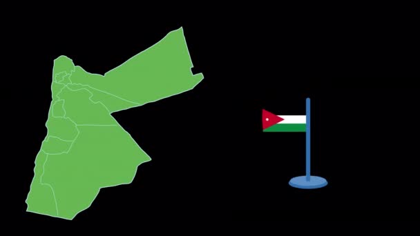 Bandeira Jordânia Forma Mapa Animação — Vídeo de Stock