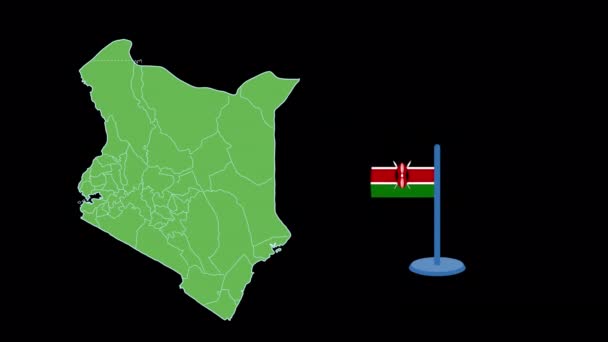 Kenya Bandiera Mappa Animazione — Video Stock